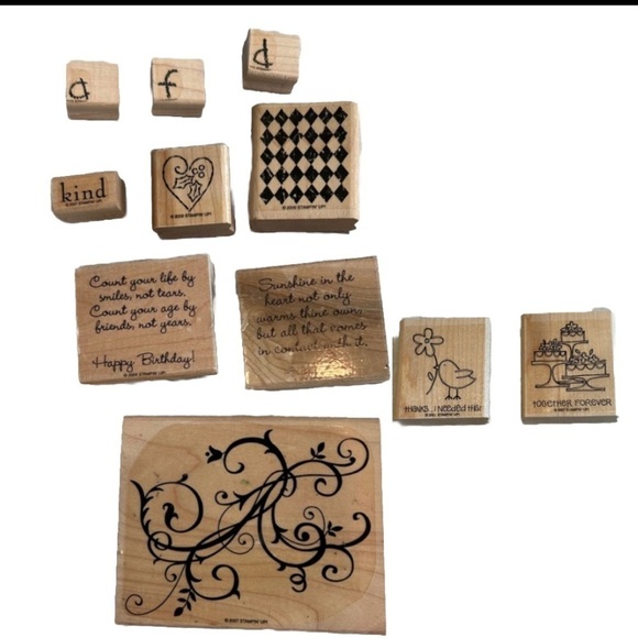LOT Stampin' Up wood mount stamps 2 clear boxes, NWT In Color Bitty Bows - Picture 1 of 4